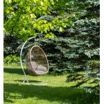 Флоренция подвесное кресло-кокон из искусственного ротанга, цвет соломенный с серой подушкой