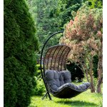 Виши подвесное кресло-кокон из искусственного ротанга, цвет коричневый с серо-коричневой подушкой