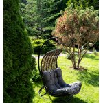 Виши подвесное кресло-кокон из искусственного ротанга, цвет коричневый с серо-коричневой подушкой