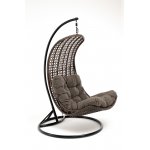 Виши подвесное кресло-кокон из искусственного ротанга, цвет коричневый с серо-коричневой подушкой