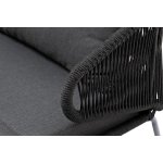 Милан диван 3-местный плетеный из роупа, каркас алюминий темно-серый (RAL7024) муар, роуп темно-серый круглый, ткань темно-серая 027