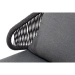 Милан кресло плетеное из роупа, каркас алюминий темно-серый (RAL7024) муар, роуп темно-серый круглый, ткань темно-серая 027