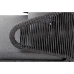 Милан кресло плетеное из роупа, каркас алюминий темно-серый (RAL7024) муар, роуп темно-серый круглый, ткань темно-серая 027