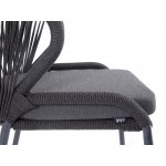 Милан стул плетеный из роупа, каркас алюминий темно-серый (RAL7024) муар, роуп темно-серый круглый, ткань темно-серая 027