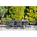 Милан стул плетеный из роупа, каркас алюминий темно-серый (RAL7024) муар, роуп темно-серый круглый, ткань темно-серая 027