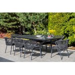 Милан стул плетеный из роупа, каркас алюминий темно-серый (RAL7024) муар, роуп темно-серый круглый, ткань темно-серая 027