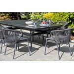 Милан стул плетеный из роупа, каркас алюминий темно-серый (RAL7024) муар, роуп темно-серый круглый, ткань темно-серая 027