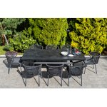 Милан стул плетеный из роупа, каркас алюминий темно-серый (RAL7024) муар, роуп темно-серый круглый, ткань темно-серая 027