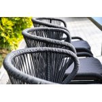 Милан стул плетеный из роупа, каркас алюминий темно-серый (RAL7024) муар, роуп темно-серый круглый, ткань темно-серая 027