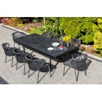 Милан стул плетеный из роупа, каркас алюминий темно-серый (RAL7024) муар, роуп темно-серый круглый, ткань темно-серая 027