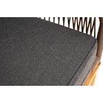 Канны диван 2-местный плетеный из роупа, основание дуб, роуп коричневый круглый, ткань темно-серая 027