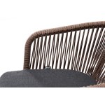 Марсель стул плетеный из роупа, основание дуб, роуп коричневый круглый, ткань темно-серая 027