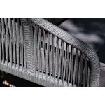 Канны диван 2-местный плетеный из роупа, каркас алюминий темно-серый (RAL7024) муар, роуп темно-серый круглый, ткань темно-серая 027