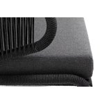 Милан диван 2-местный плетеный из роупа, каркас алюминий темно-серый (RAL7024) муар, роуп темно-серый круглый, ткань темно-серая 027