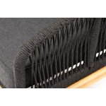 Канны диван 2-местный плетеный из роупа, основание дуб, роуп темно-серый круглый, ткань темно-серая 027