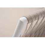 Касабланка кресло плетеное из роупа, каркас алюминий белый муар, роуп бежевый 20мм, ткань бежевая 052