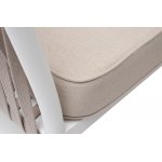 Касабланка кресло плетеное из роупа, каркас алюминий белый муар, роуп бежевый 20мм, ткань бежевая 052