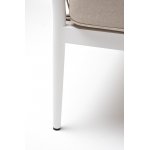 Касабланка кресло плетеное из роупа, каркас алюминий белый муар, роуп бежевый 20мм, ткань бежевая 052