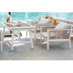 Сан Ремо кресло плетеное из роупа садовое, каркас алюминий белый, роуп бежевый, ткань бежевая