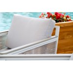 Сан Ремо кресло плетеное из роупа садовое, каркас алюминий белый, роуп бежевый, ткань бежевая