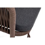 Марсель стул барный плетеный из роупа, каркас из стали коричневый (RAL8016) муар, роуп коричневый круглый, ткань темно-серая