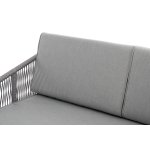 Канны правый модуль плетеный из роупа, каркас алюминий белый шагрень, роуп светло-серый круглый, ткань светло-серая