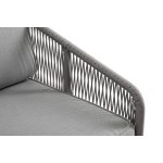 Канны левый модуль плетеный из роупа, каркас алюминий белый шагрень, роуп светло-серый круглый, ткань светло-серая