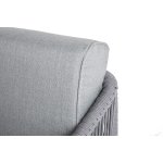 Канны левый модуль плетеный из роупа, каркас алюминий белый шагрень, роуп светло-серый круглый, ткань светло-серая