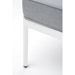 Канны угловой модуль плетеный из роупа, каркас алюминий белый шагрень, роуп светло-серый круглый, ткань светло-серая