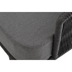 Верона диван 3-местный плетеный из роупа, каркас алюминий темно-серый (RAL7024) муар, роуп темно-серый круглый, ткань темно-серая 027