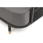 Верона диван 3-местный плетеный из роупа, каркас алюминий темно-серый (RAL7024) муар, роуп темно-серый круглый, ткань темно-серая 027