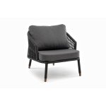 Верона кресло плетеное из роупа, каркас алюминий темно-серый (RAL7024) муар, роуп темно-серый круглый, ткань темно-серая 027