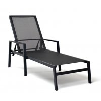 Парма шезлонг из алюминия темно-серый (RAL7024) муар, ткань текстилен серая