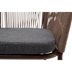 Марсель стул плетеный из роупа, каркас алюминий коричневый (RAL8016) муар, роуп коричневый круглый, ткань темно-серая 027