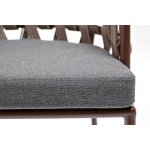 Диего стул плетеный из роупа, каркас из стали коричневый (RAL8016) муар, роуп коричневый круглый, ткань серая