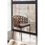 Диего стул плетеный из роупа, каркас из стали коричневый (RAL8016) муар, роуп коричневый круглый, ткань серая