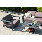 Гранада кресло алюминиевое, цвет темно-серый (RAL7024) муар, ткань темно-серая 027