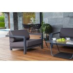 Гранада кресло алюминиевое, цвет темно-серый (RAL7024) муар, ткань темно-серая 027