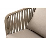 Мальорка кресло плетеное из роупа, основание дуб, роуп серо-коричневый 23мм, ткань бежевая 052