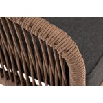 Канны кресло плетеное из роупа, каркас алюминий коричневый (RAL8016) муар, роуп коричневый круглый, ткань темно-серая 027