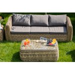 Кальяри диван из искусственного ротанга (гиацинт) трехместный, цвет соломенный