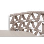 Диего стул плетеный из роупа, каркас из стали белый муар, роуп бежевый круглый, ткань бежевая 052