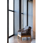 Канны кресло плетеное из роупа, основание дуб, роуп коричневый круглый, ткань темно-серая 027