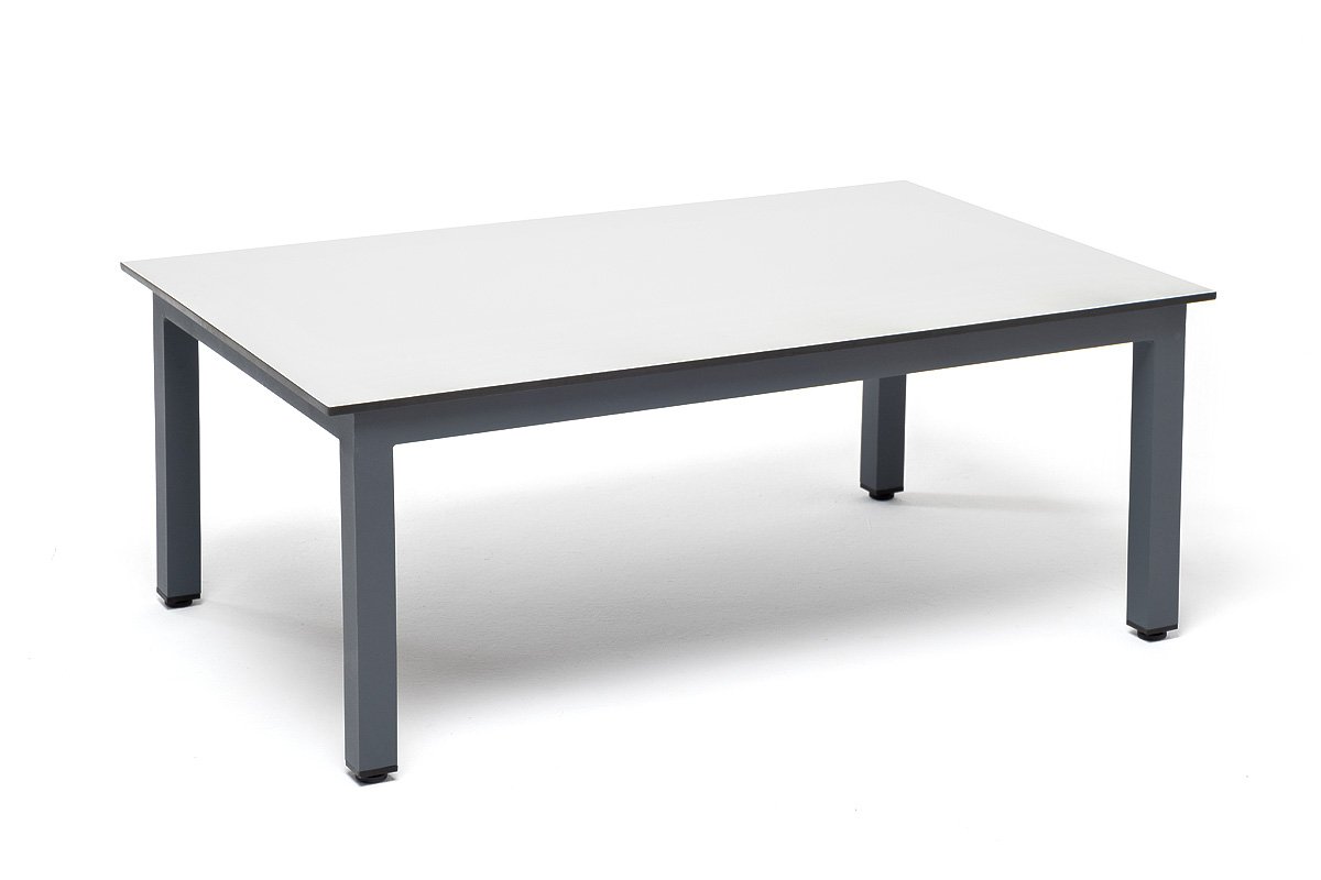 Канны журнальный столик из HPL 90х60, H40, каркас серый (RAL7024), цвет столешницы молочный