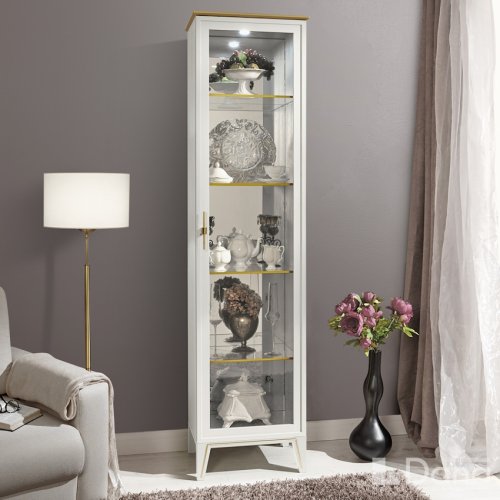 PALMARI P0210=ВИТРИНА 1 ДВ. С ЗЕРКАЛОМ ПОЛКИ СТЕКЛО 4 ШТ