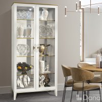 PALMARI P0240=ВИТРИНА 2 ДВ. С ЗЕРКАЛОМ ПОЛКИ СТЕКЛО 4 ШТ