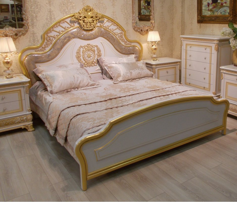 МОНАРХ Е62 Кровать 1,8 м с изножьем (white gold, ткань SAKI-46A)