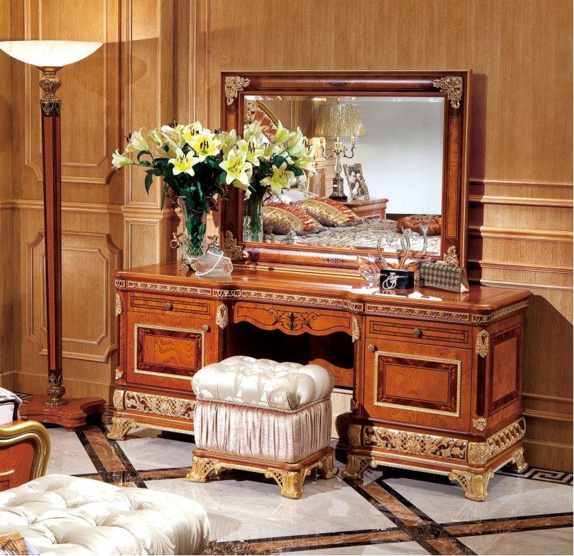 Е62 МОНАРХ ТУАЛЕТНЫЙ СТОЛИК с зеркалом, цвет-brown gold