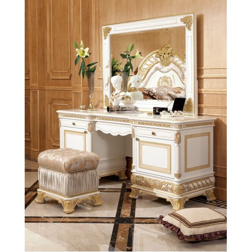 Е62 МОНАРХ ТУАЛЕТНЫЙ СТОЛИК с зеркалом, цвет-white gold