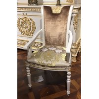 Е62 МОНАРХ СТУЛ С ПОДЛОКОТНИКАМИ, цвет-white gold,ткань 34062/R9004-20